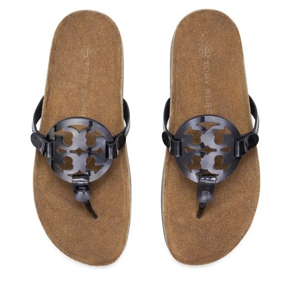 ❤️ NIB Tory Burch Miller Cloud Patent Leather Sandal Black US 10.5 AUTHENTIC - Picture 2 of 15